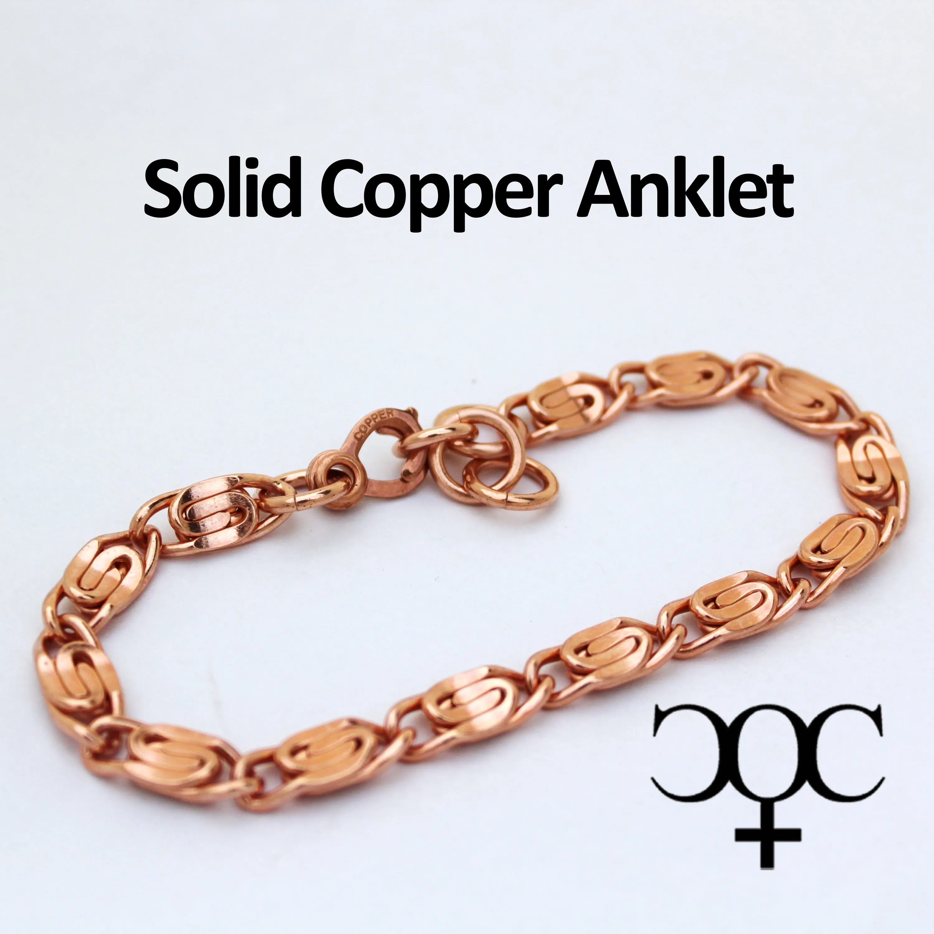 Copper Ankle Chain Heavy 9 mm Solid Copper Celtic Scroll Chain Anklet Adjustable Solid Copper Anklet Chain