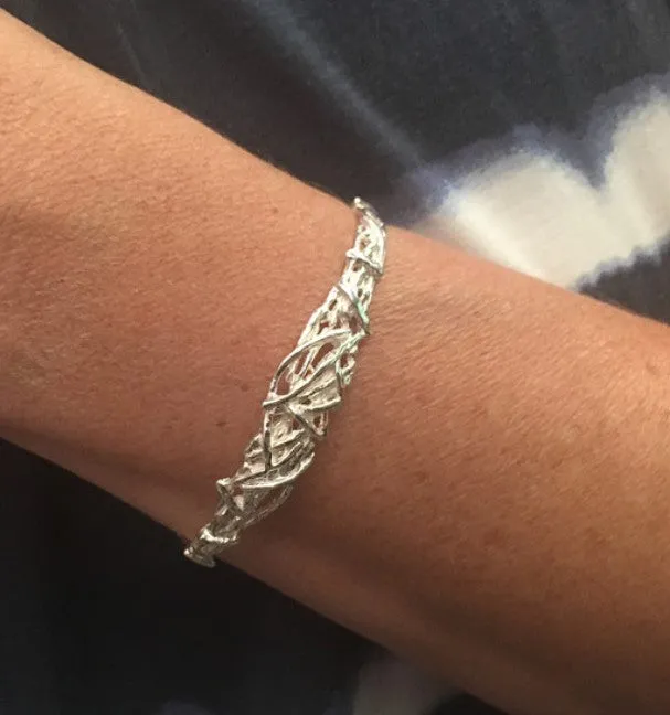 Criss Cross Silver Cuff Bangle