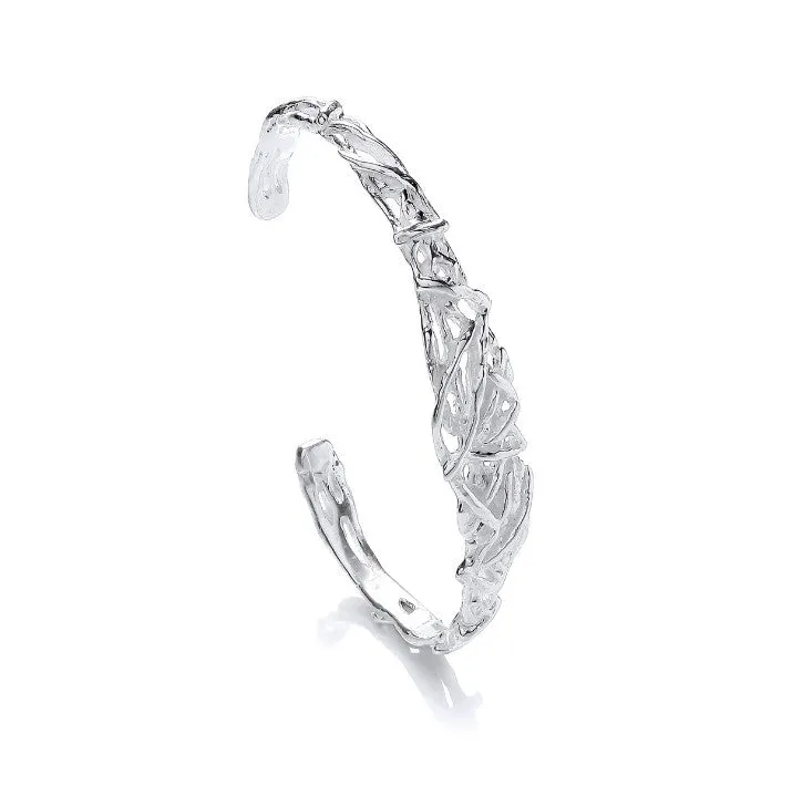 Criss Cross Silver Cuff Bangle