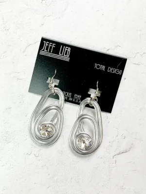 Crystal & Duo Wire Drop Earrings, Silver