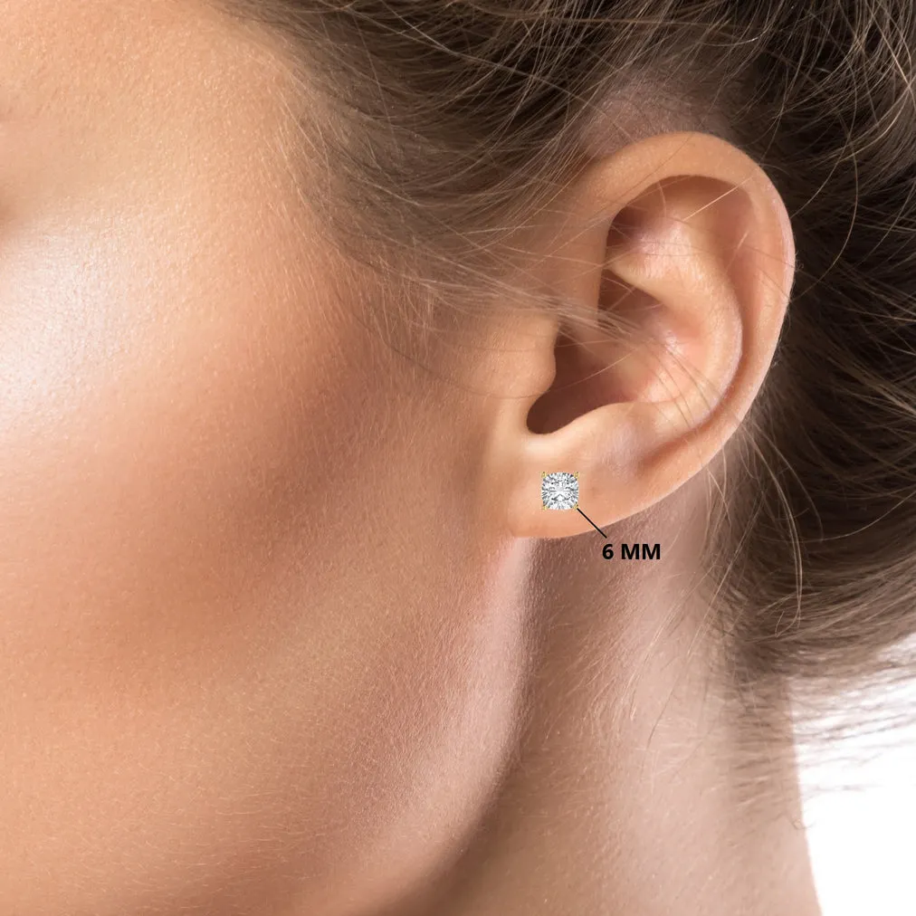 Cushion Silver Stud Earring