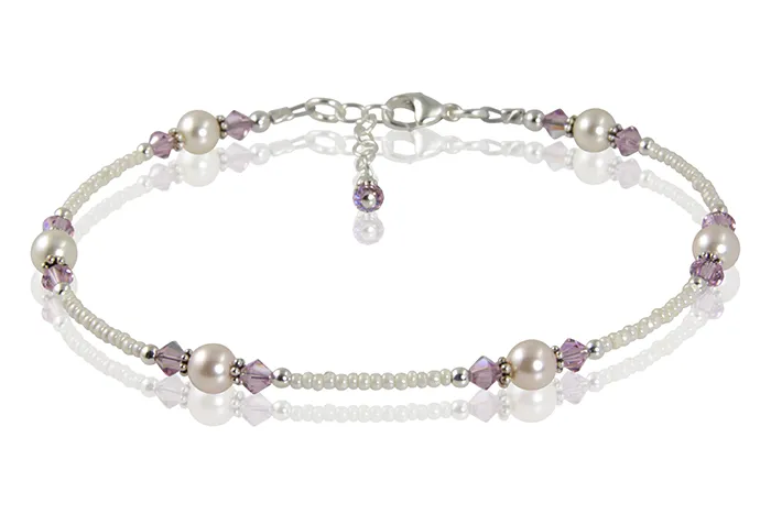 Custom Cream Pearl Beaded Anklets