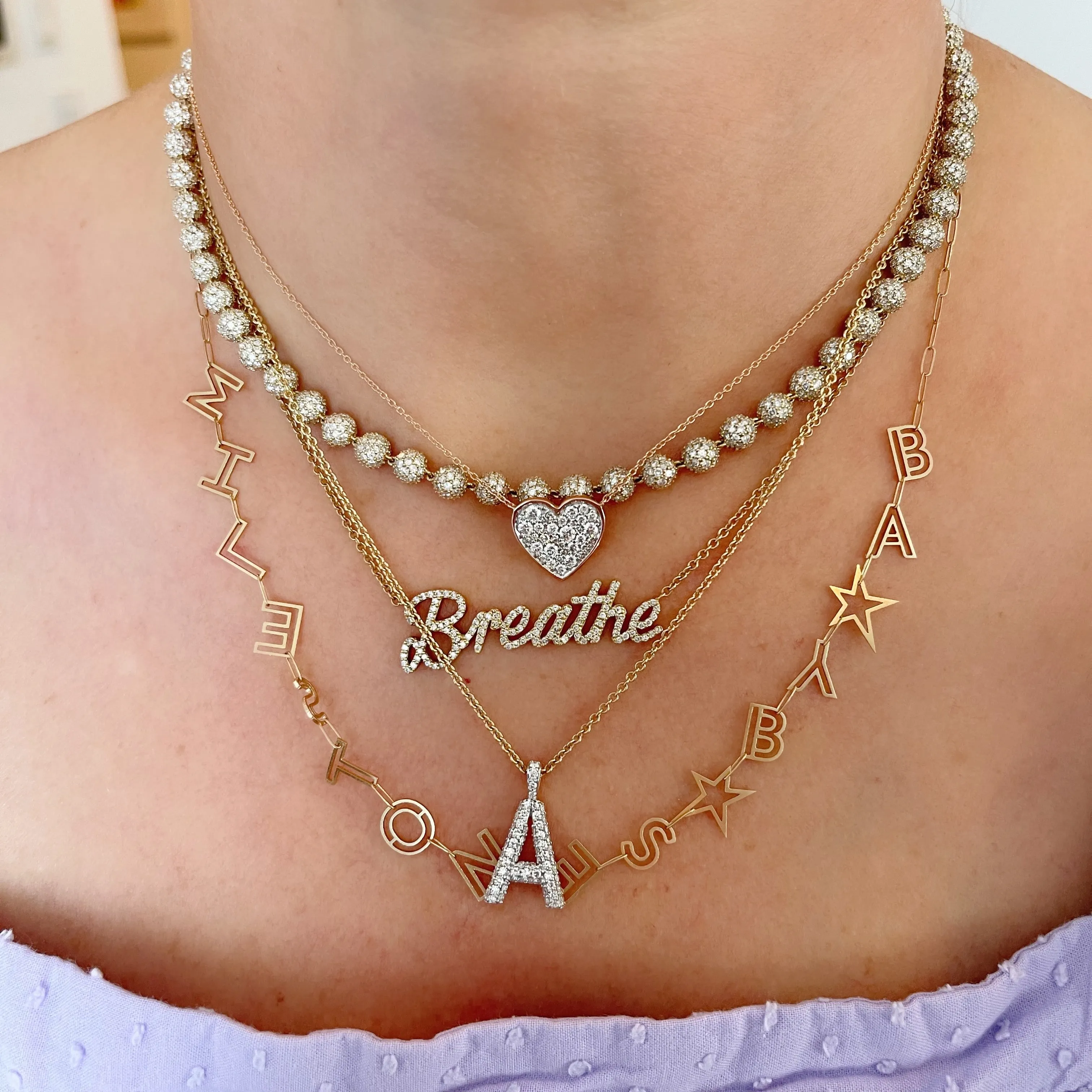 Custom Diamond Script Nameplate Necklace