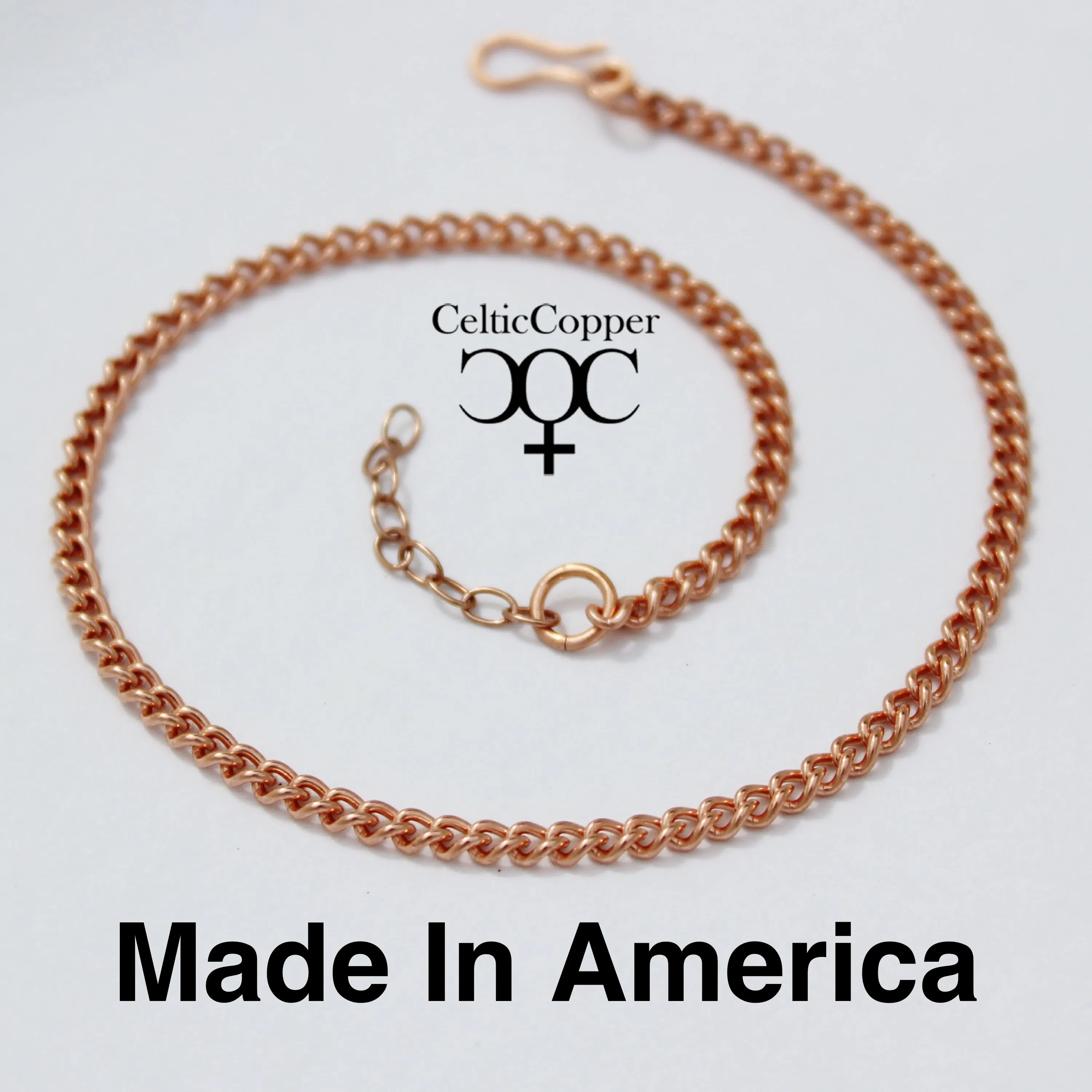 Custom Size Copper Curb Chain Anklet AC71M Lightweight 3mm Adjustable Solid Copper Anklet Chain Custom Size