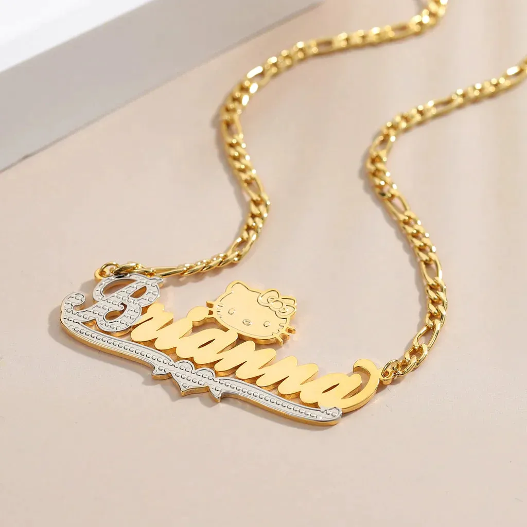 cut cat name necklace 14 karat gold name plates