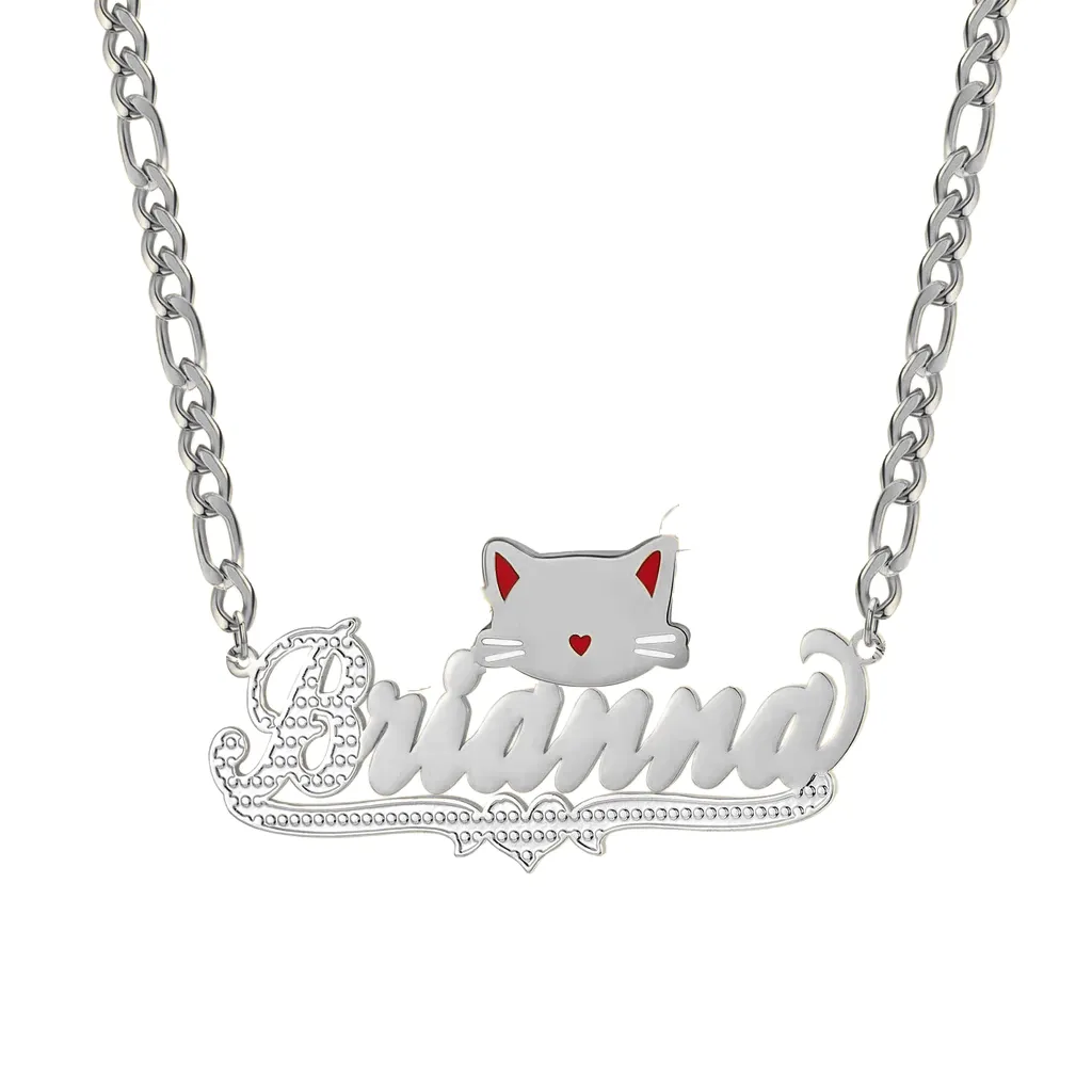 cut cat name necklace 14 karat gold name plates