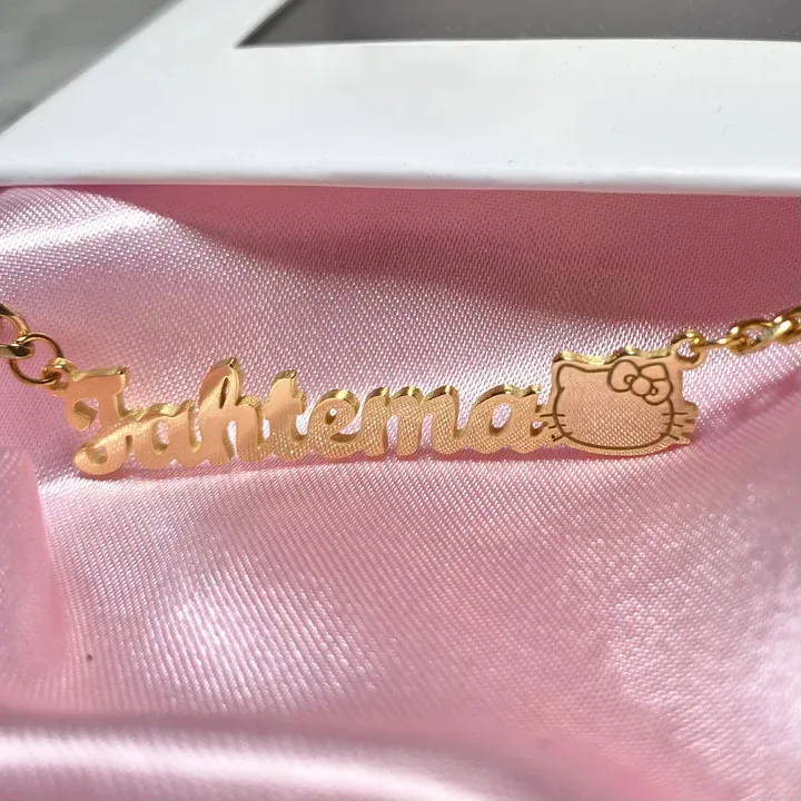 cut cat name necklace 14 karat gold name plates