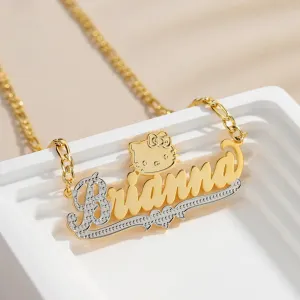 cut cat name necklace 14 karat gold name plates