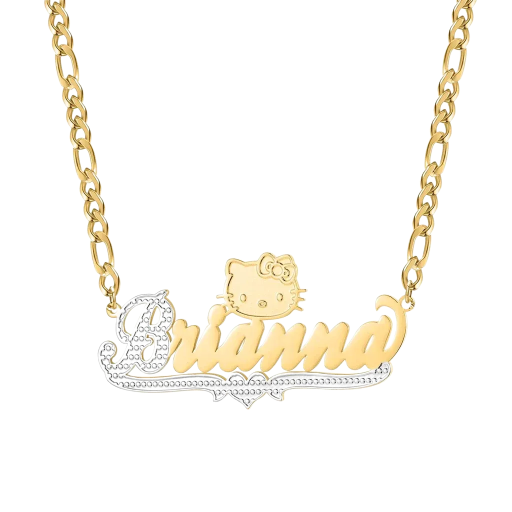 cut cat name necklace 14 karat gold name plates