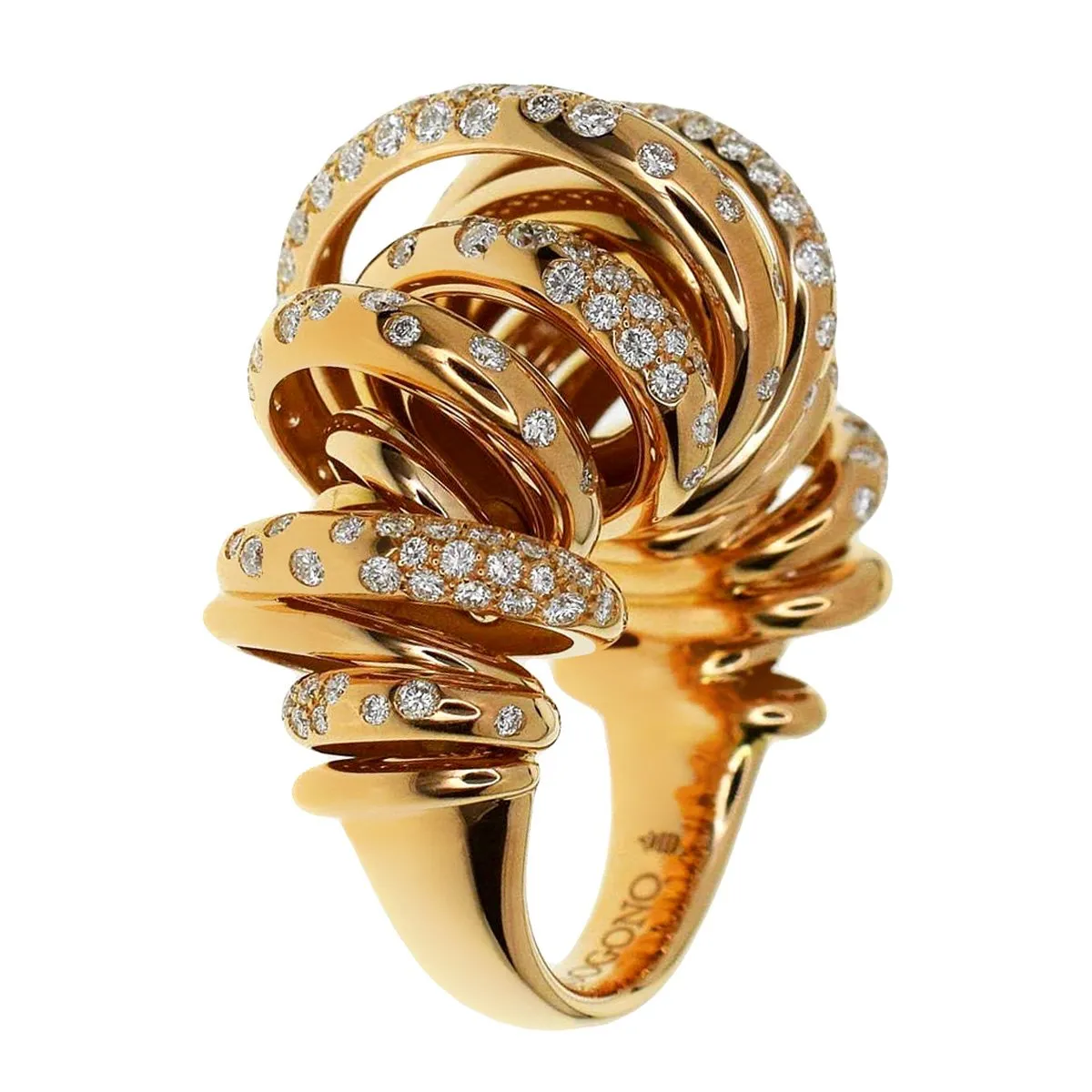 De Grisogono Diamond Cocktail Rose Gold Ring