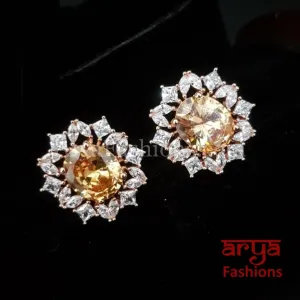 Eashani Rose Gold CZ Studs/ Trendy Bollywood Stud Earrings