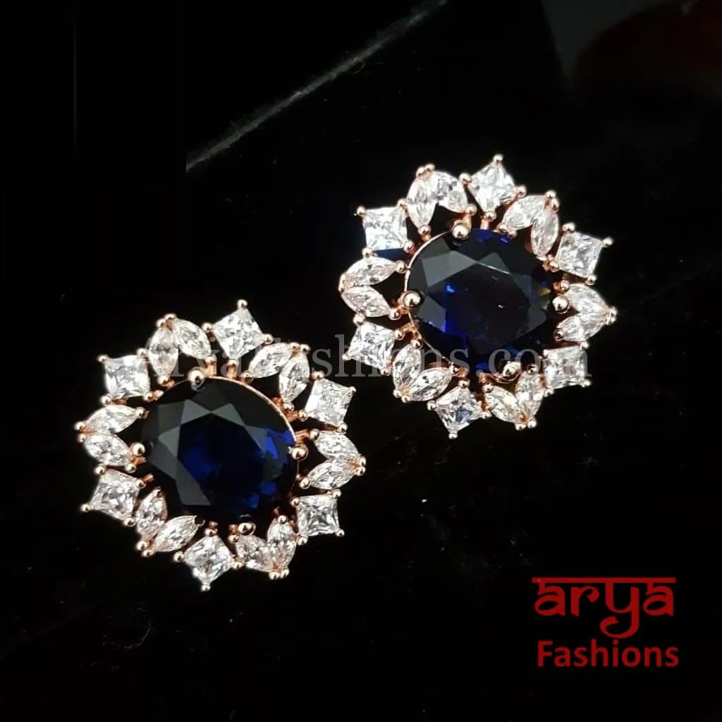 Eashani Rose Gold CZ Studs/ Trendy Bollywood Stud Earrings