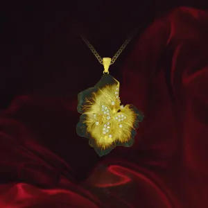 Ember Leaf Petals with Sparkling Center Pendant