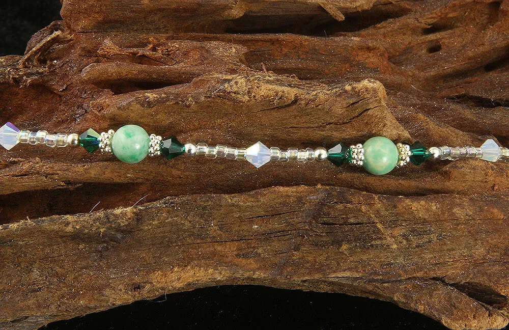 Emerald Green Jade Beaded Anklet