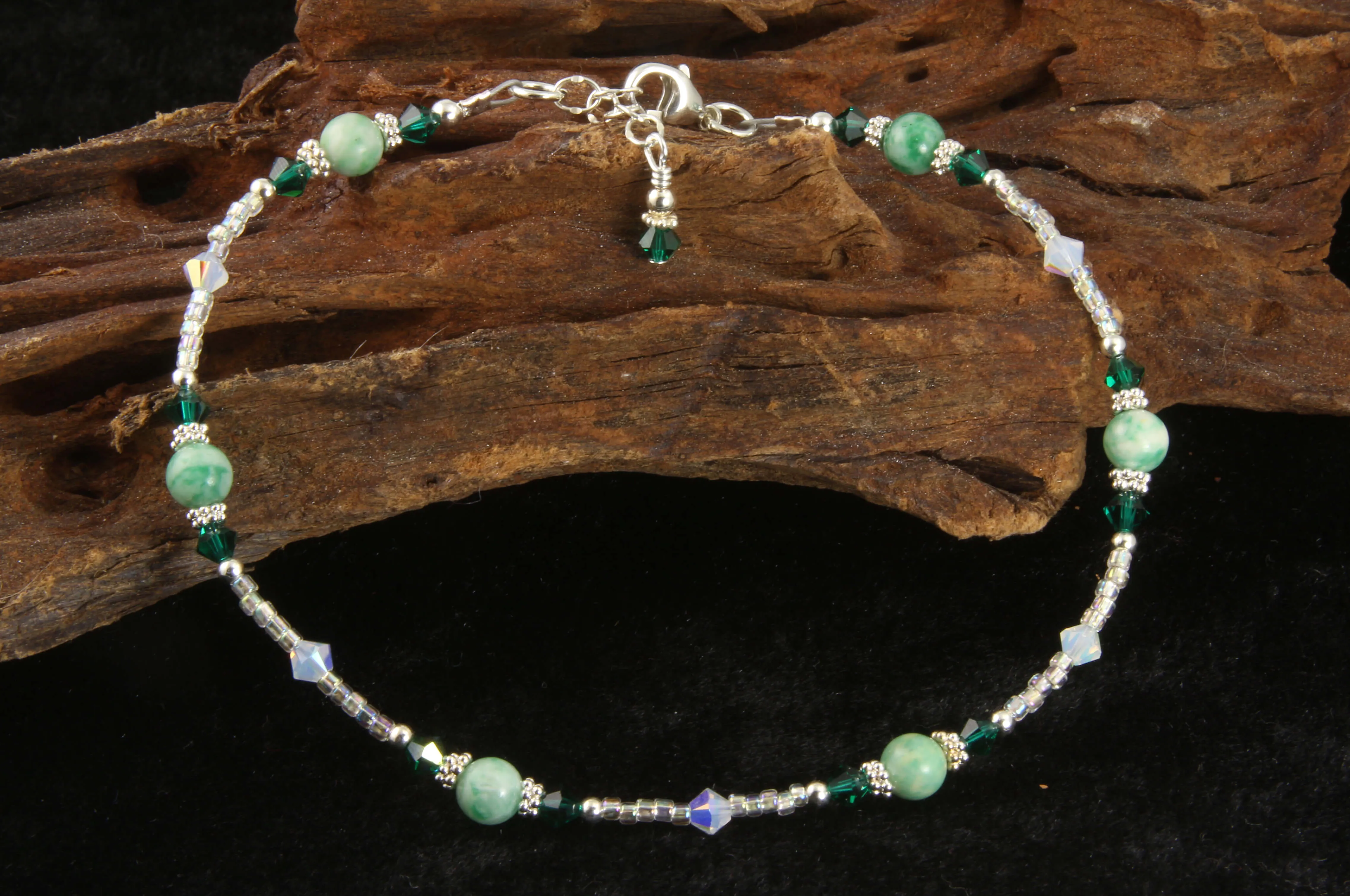 Emerald Green Jade Beaded Anklet