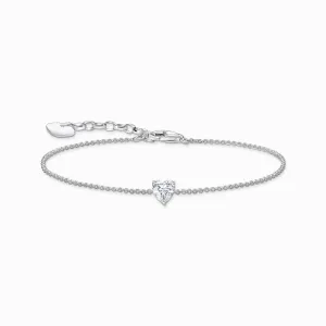 Essentials Sterling Silver White Heart-Shaped Zirconia Bracelet A2157-051-14-L19V