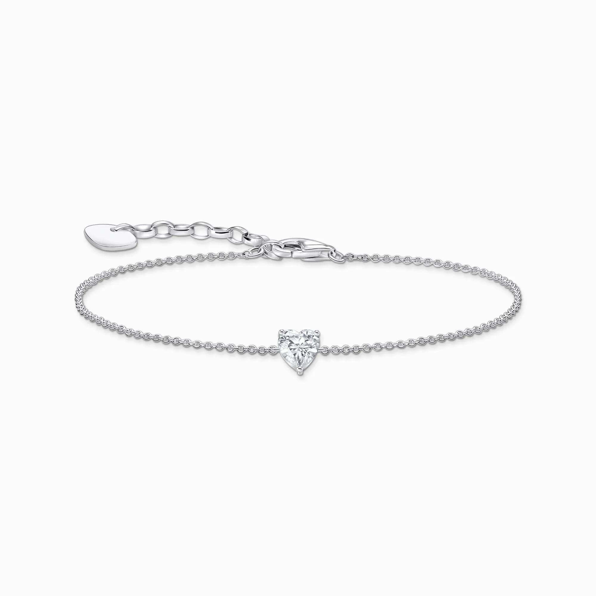 Essentials Sterling Silver White Heart-Shaped Zirconia Bracelet A2157-051-14-L19V