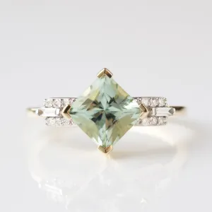 Exclusive Green Tourmaline and Diamond Ring - Size Small