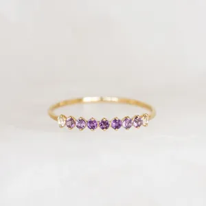 February Birthstone Ring 14k Gold - Ombre Amethyst