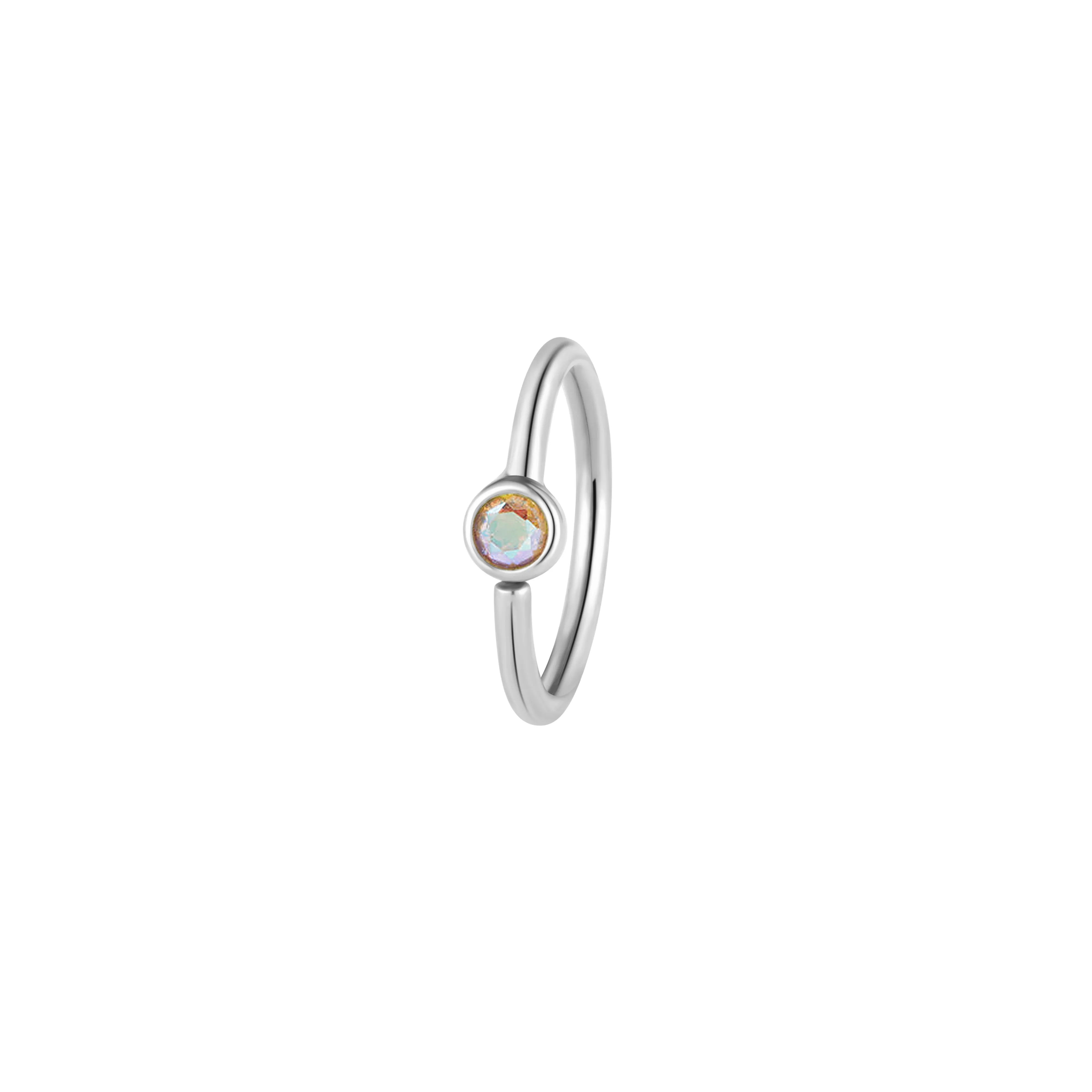 Fixed Bezel Bead Ring 2mm Mercury Mist Topaz - Side Set Facing