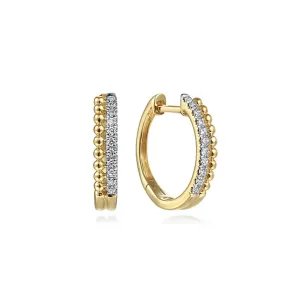 Gabriel 14K Yellow Gold Bujukan Pave 10mm Diamond Huggie Earrings