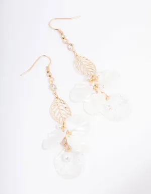 Gold Leaf Pearl Drop Earrings