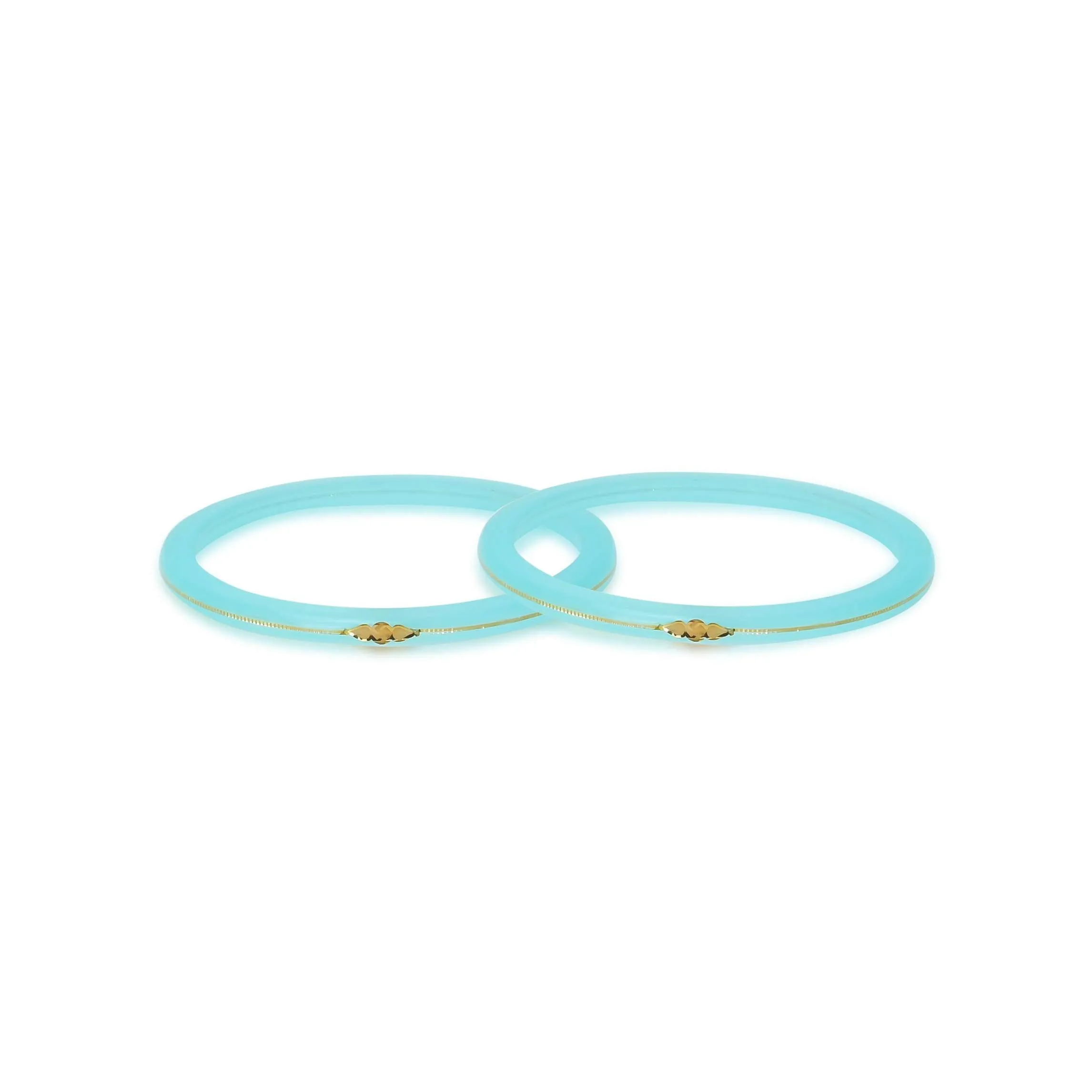 Gold Light Blue Small Swastika Design Bangle