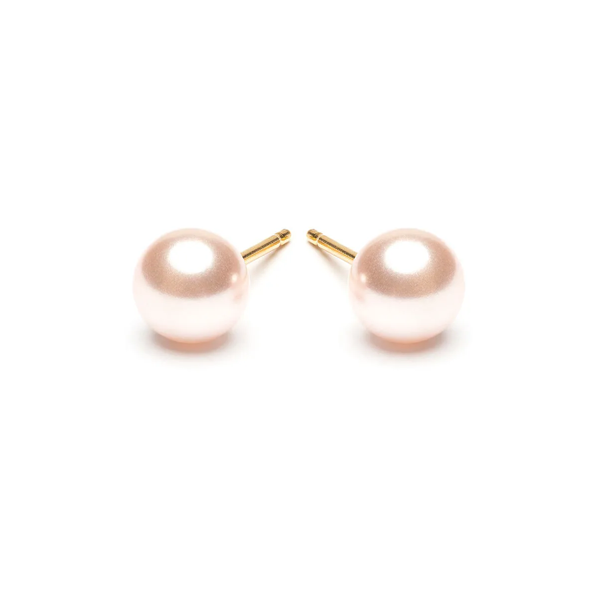 Gold Plated 6 mm Pink Pearl Stud Earrings