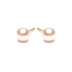 Gold Plated 6 mm Pink Pearl Stud Earrings