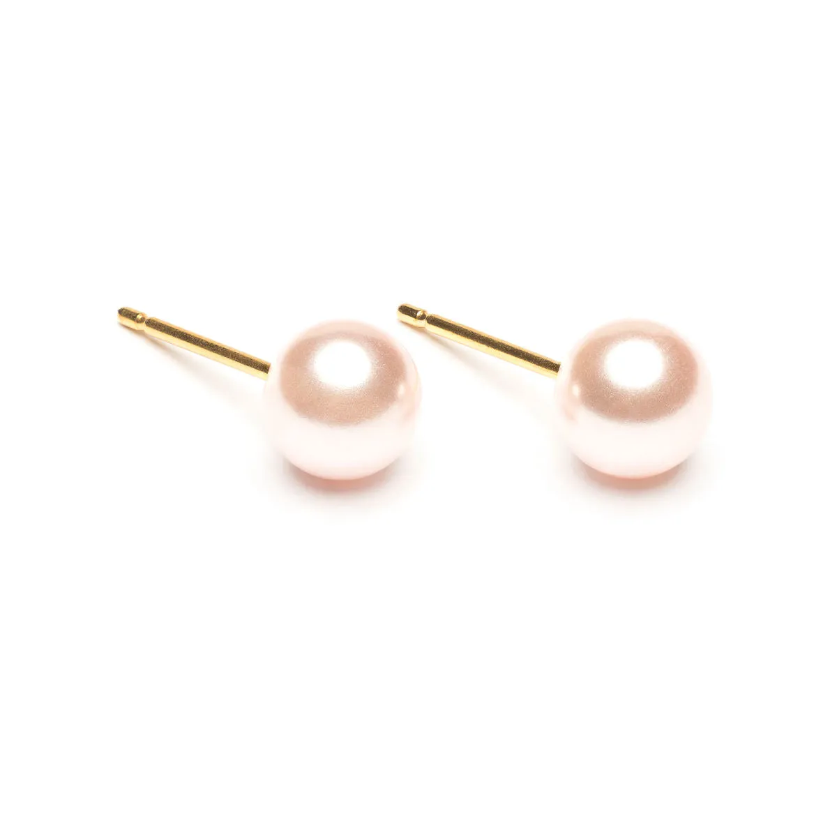 Gold Plated 6 mm Pink Pearl Stud Earrings