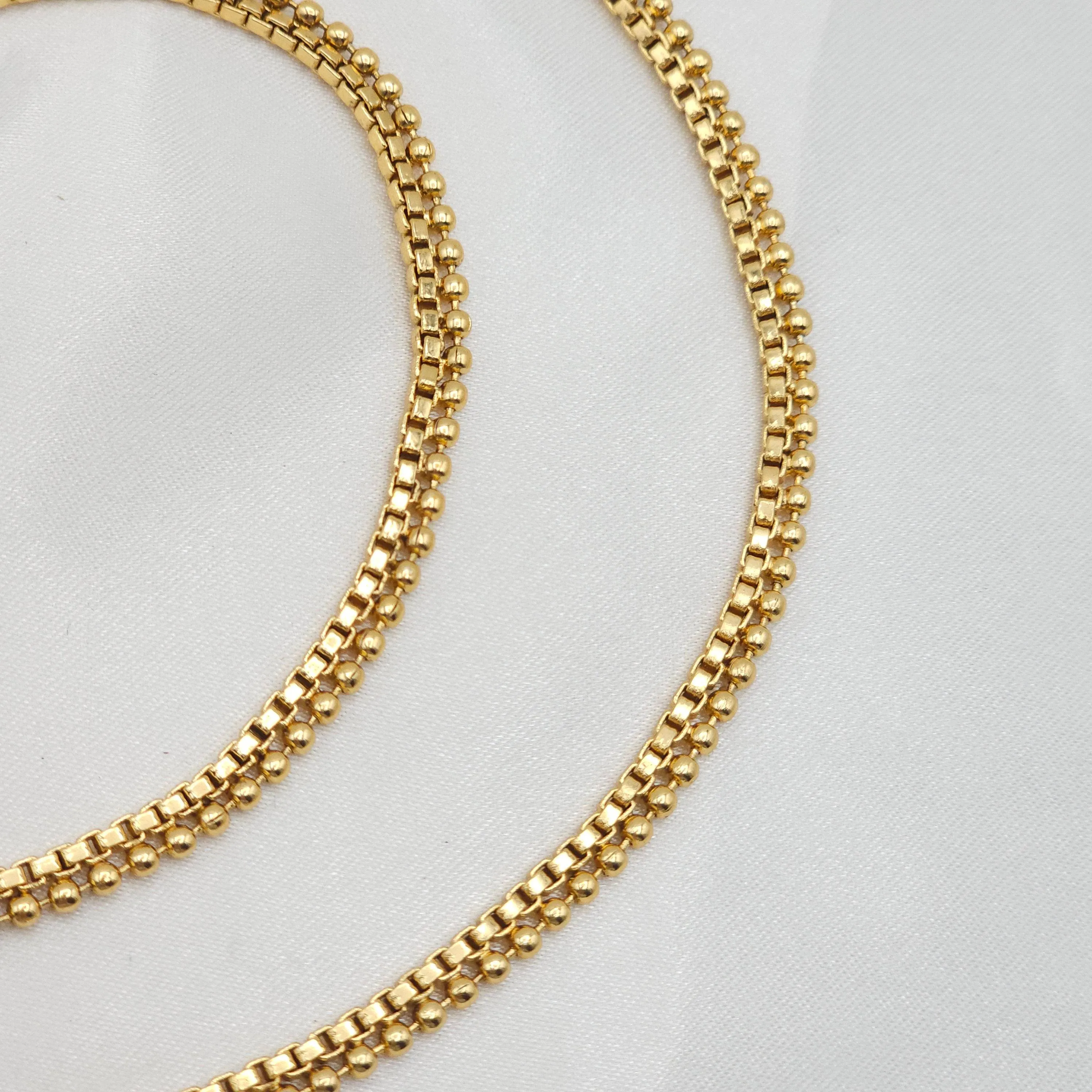 Gold Plated Beaded Chain Anklets