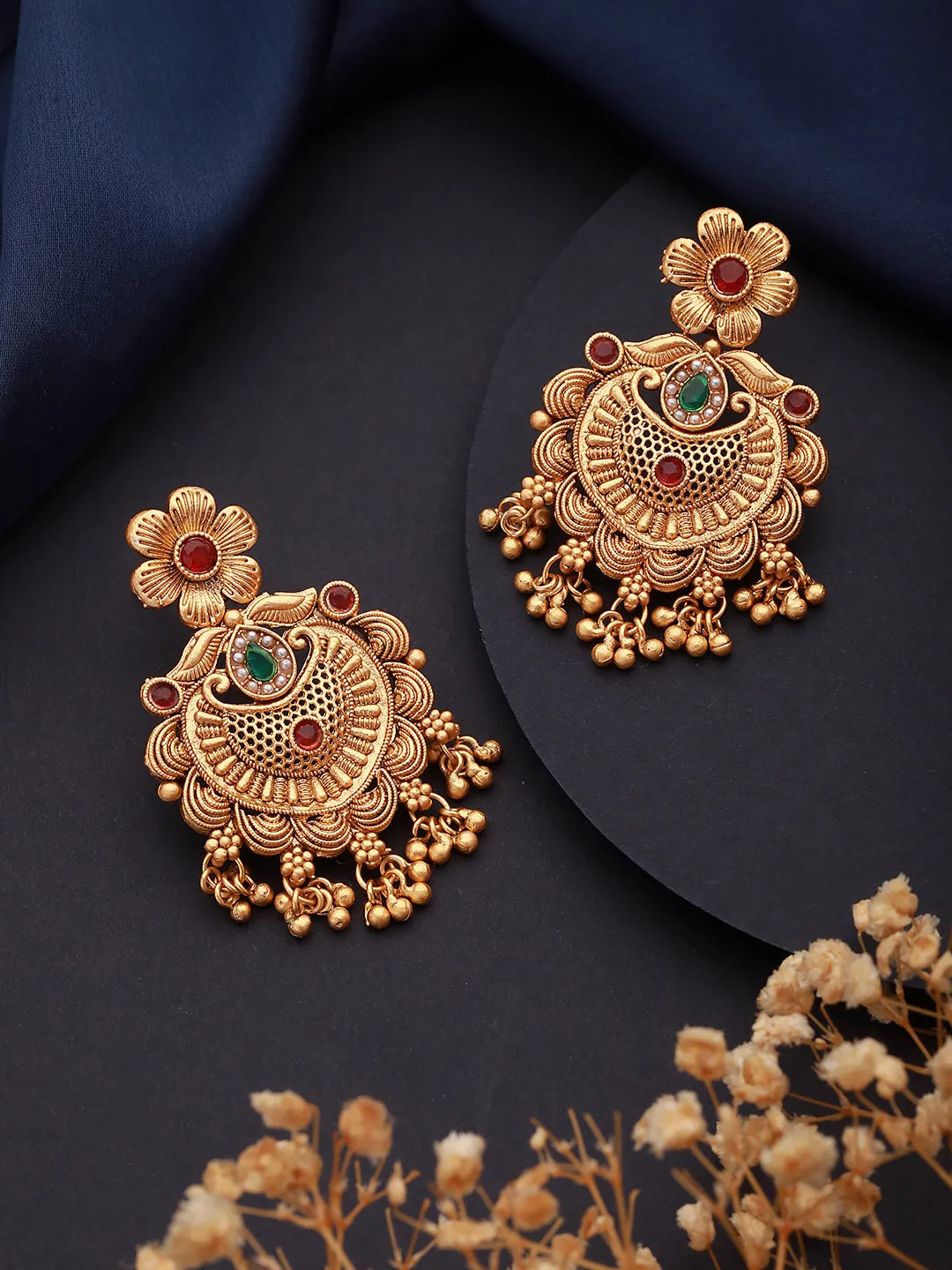 Gold-Toned Contemporary Jhumkas Earrings