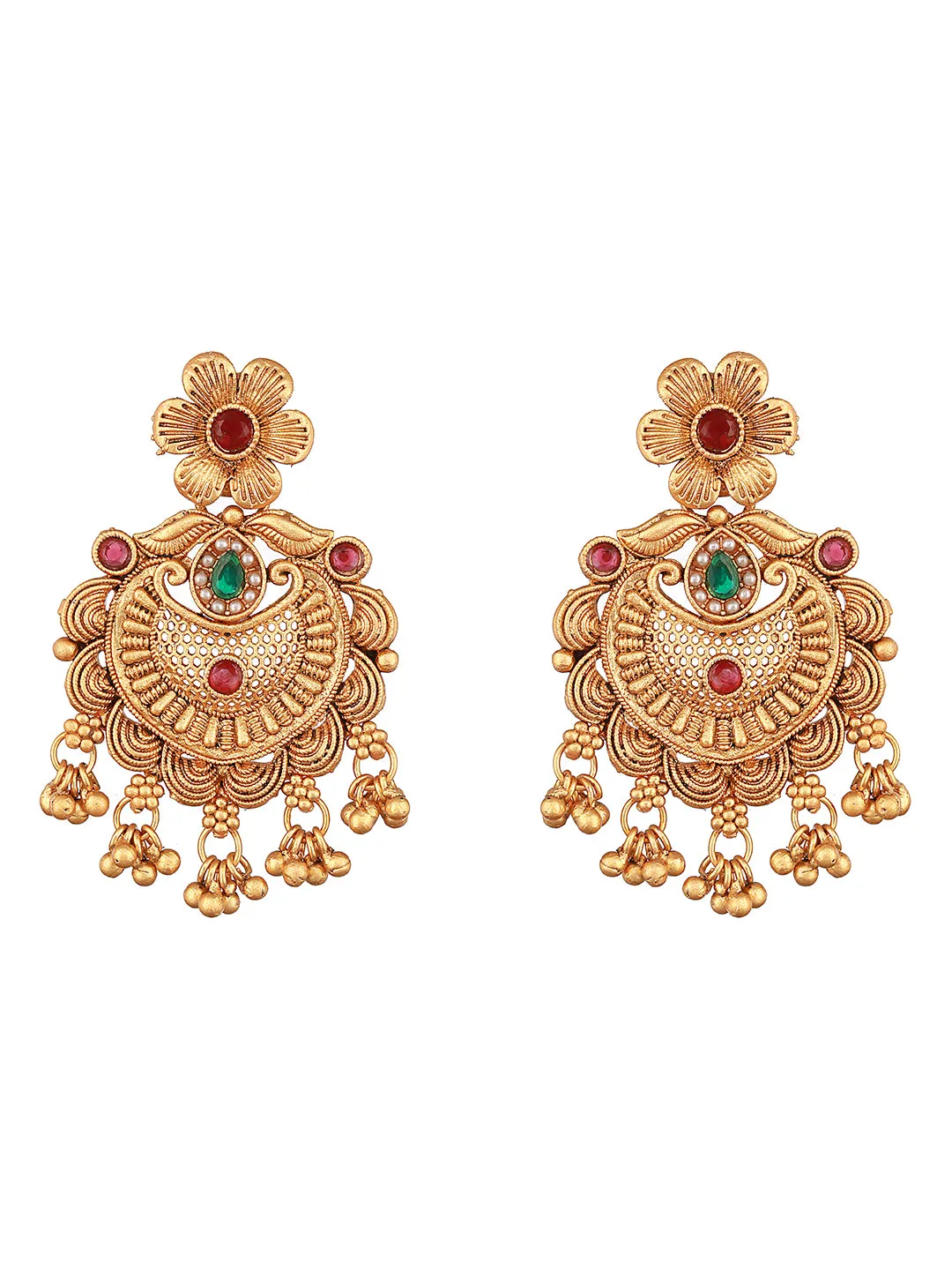 Gold-Toned Contemporary Jhumkas Earrings