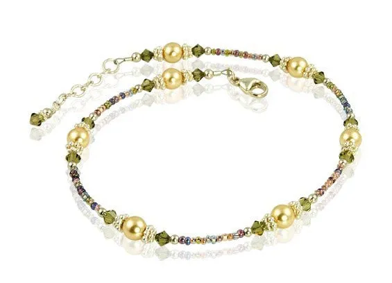 Golden Khaki Crystal Sunrise Anklet