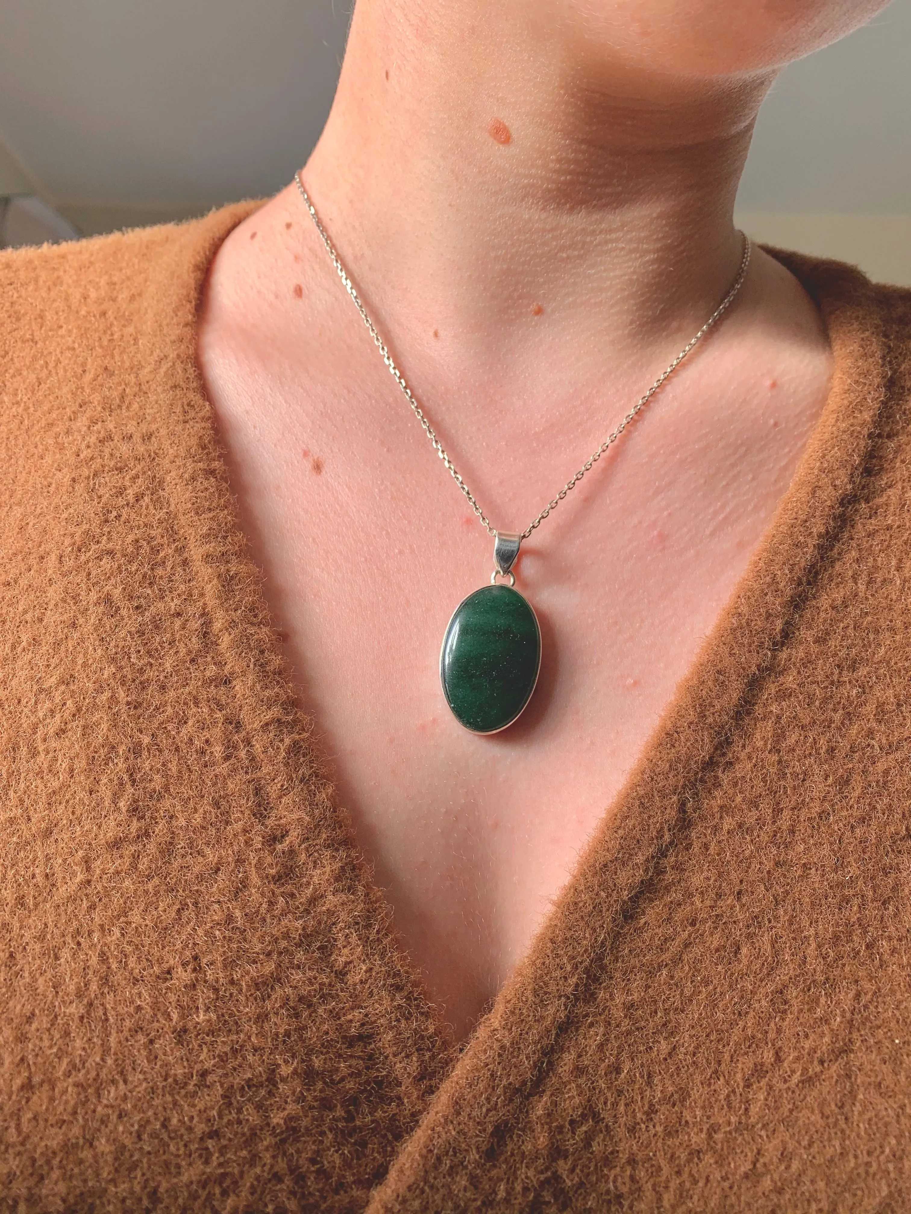 Green Aventurine Akoni Pendant - Reg. Oval