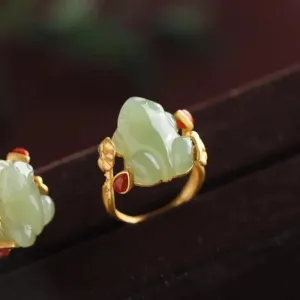 Green Jade Amulets Frog Rings