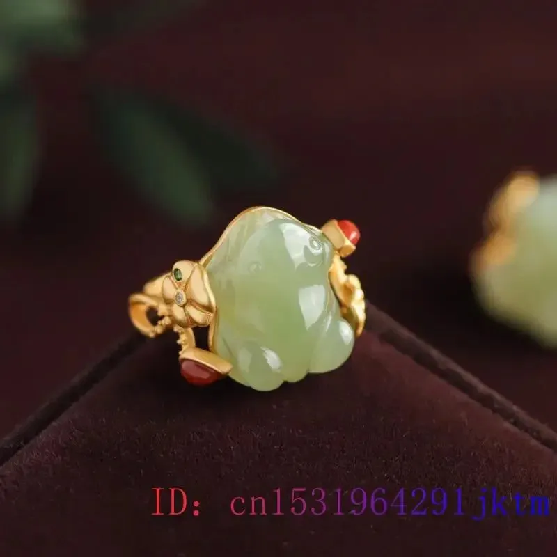 Green Jade Amulets Frog Rings