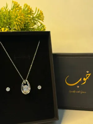 Groove Diamond Pendant & Earrings Set