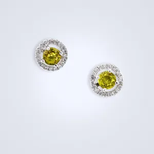 Halo Yellow Sapphire Earrings