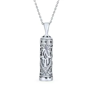 Hamsa Star Jewish Mezuzah Menorah Pendant Necklace Sterling Silver