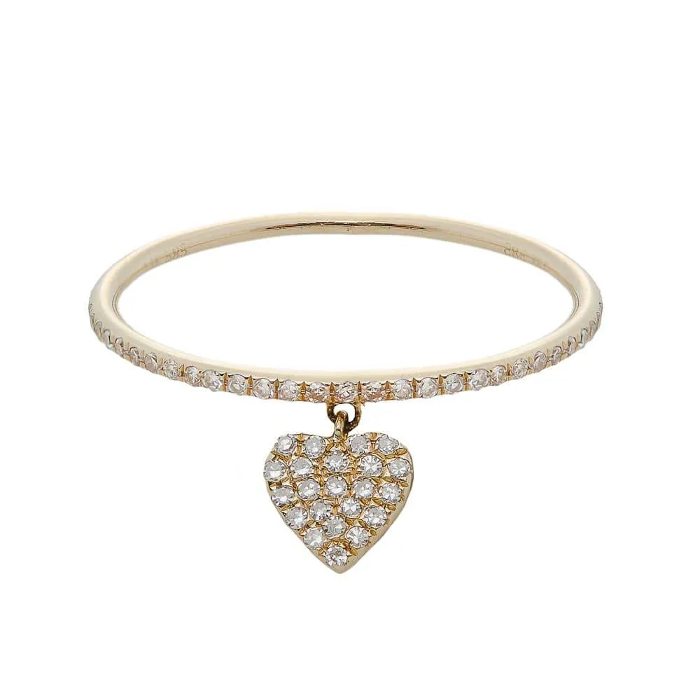 HEART CHARM DIAMOND RING, GOLD