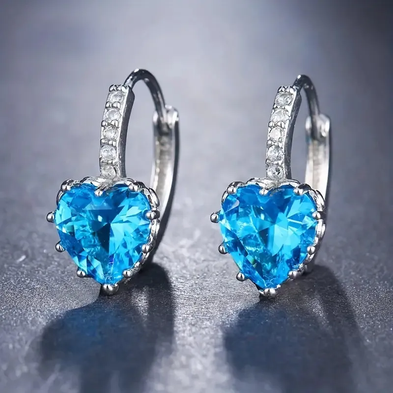 Heart CZ Huggie-Style Earrings