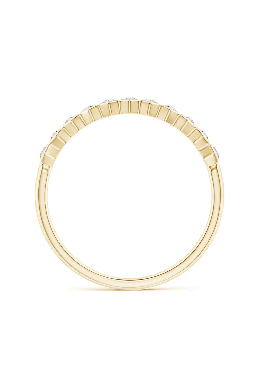 Indochine 14k Hexagon 11-Diamond Stacking Ring