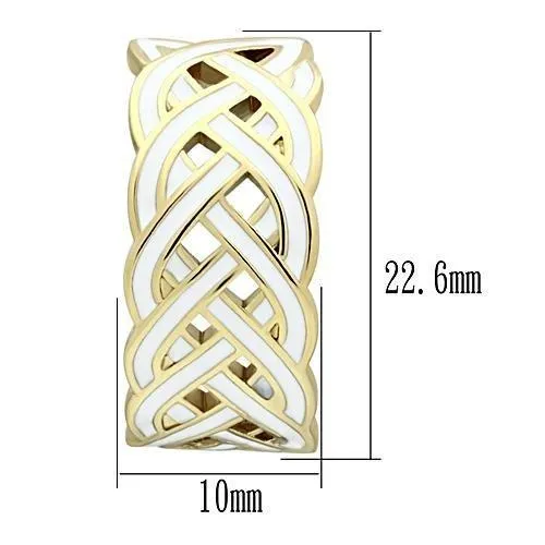 IP Gold(Ion Plating) Brass Earrings with Epoxy in White for Women White Stone Color Style GL272