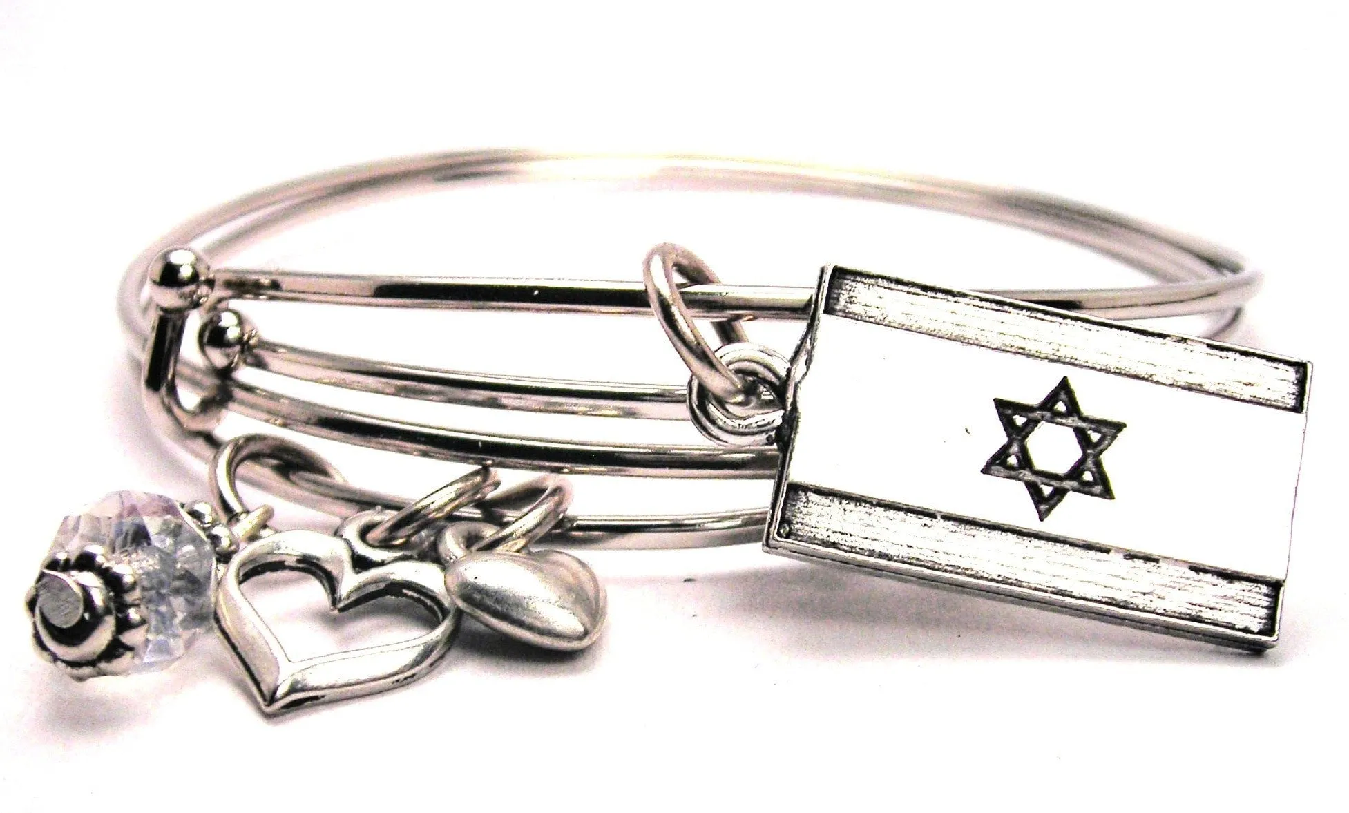 Israel Flag Expandable Bangle Bracelet Set