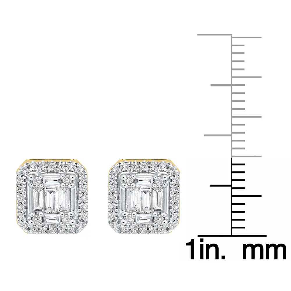 KATARINA Round and Baguette Cut Diamond Fashion Earrings (3/8 cttw)