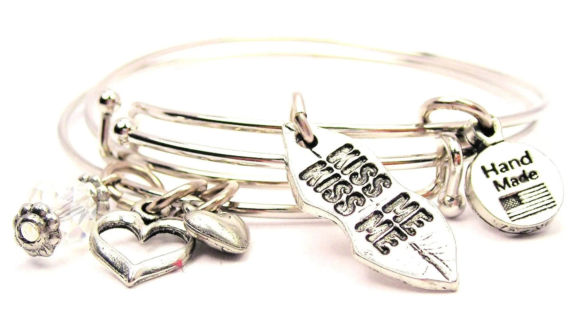 Kiss Me Kiss Me Lips Expandable Bangle Bracelet Set