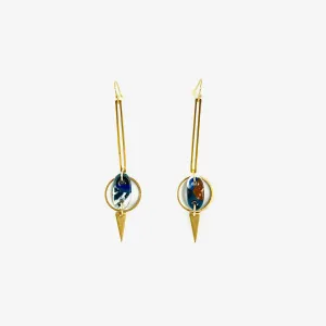 Linda Drop Pendant Earrings - Gold