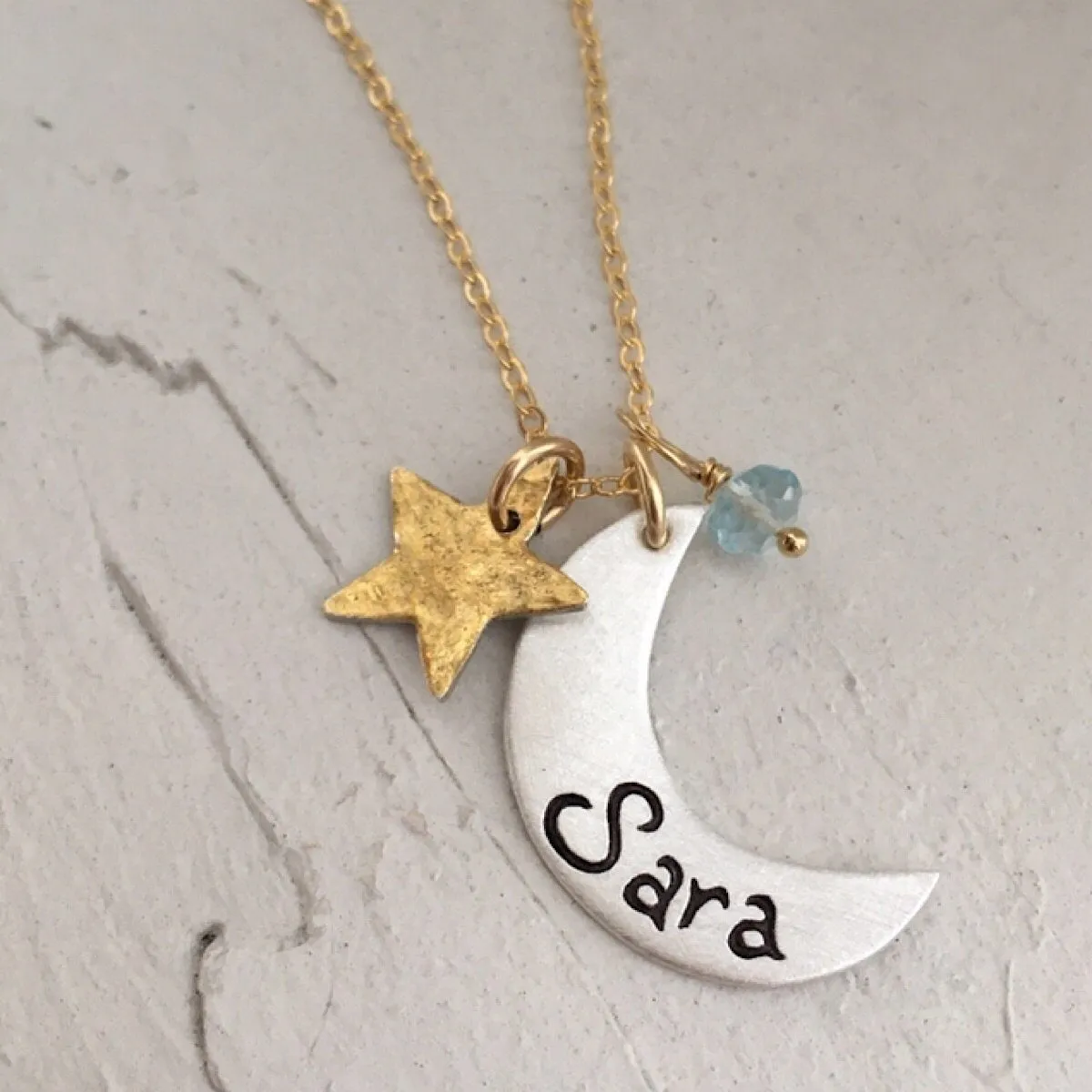 Little Moon Script Tag Necklace