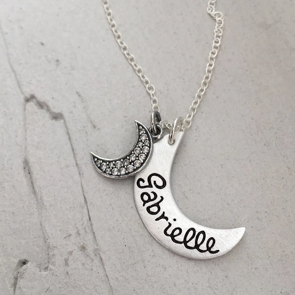 Little Moon Script Tag Necklace